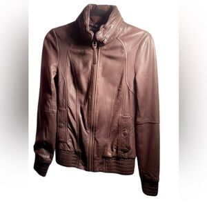 Mackage Aritzia Sophia lamb skin leather cropped motorcycle lng sleeve jacket XS